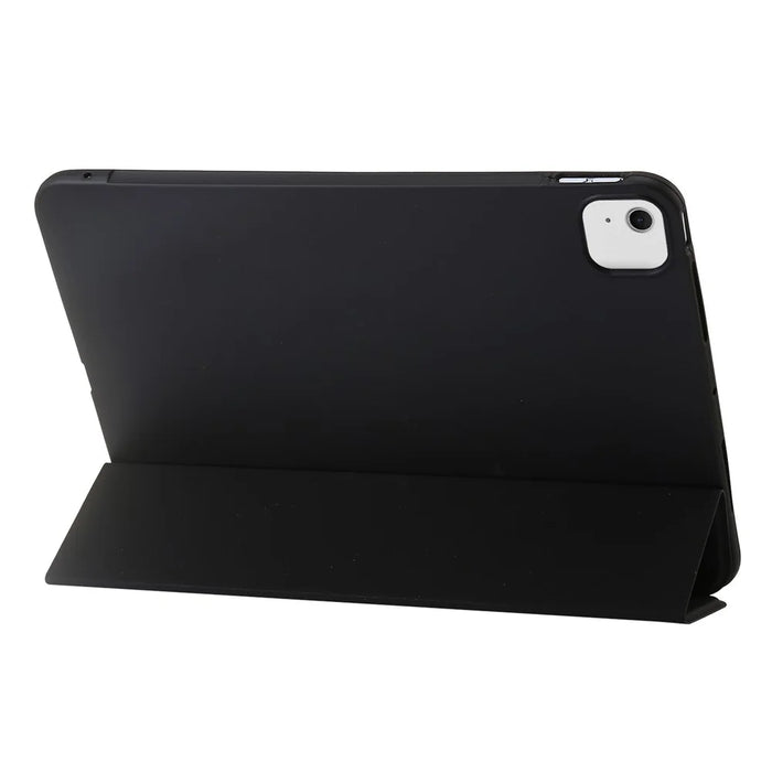 For iPad Air 13 (2026) / (2025) / (2024) Leather Case Inner Silicone Tablet Cover with Tri-Fold Stand - Black - 2