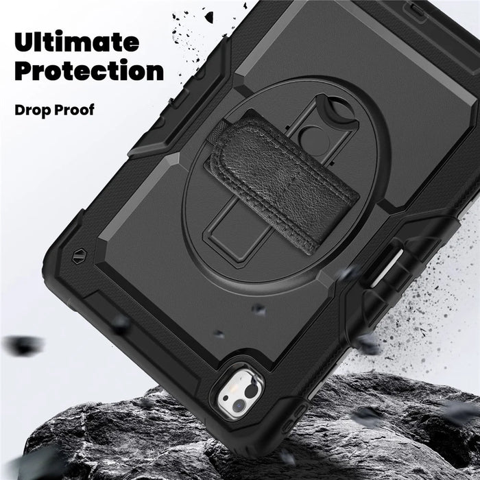 For iPad Pro 13 (2025) / 13 (2024) Kickstand Case PC+Silicone Tablet Cover with Screen Film / Shoulder Strap - Black - 5