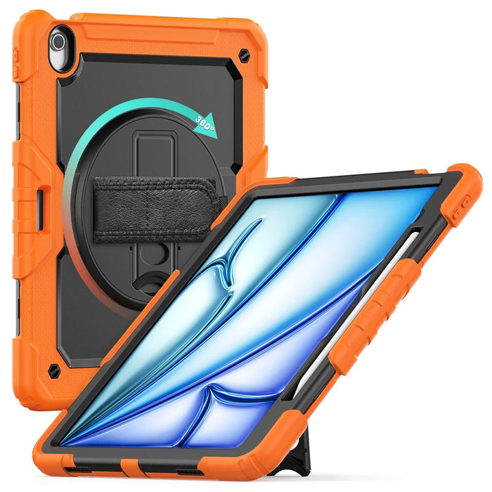For iPad Air 13 (2026) / (2025) / (2024) Case PC+Silicone Dust-Proof Tablet Cover with PET Screen Protector / Shoulder Strap - Orange - 3