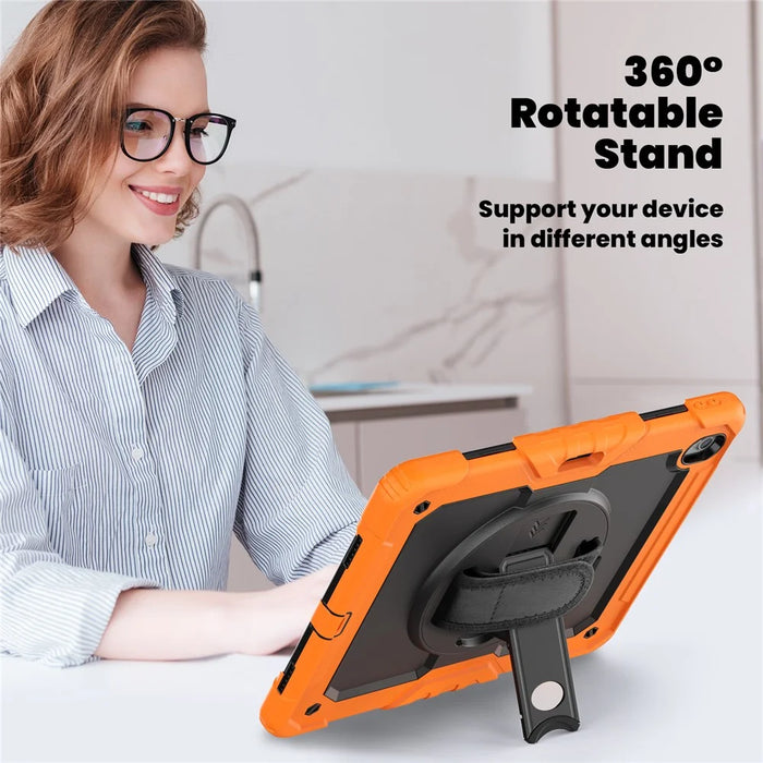 For iPad Air 13 (2026) / (2025) / (2024) Case PC+Silicone Dust-Proof Tablet Cover with PET Screen Protector / Shoulder Strap - Orange - 6