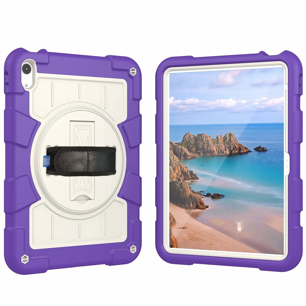 For iPad Air 11 (2026) / (2025) / (2024) Kickstand Case Rotating Hand Strap PC+TPU Tablet Cover with Shoulder Strap - Purple - 4