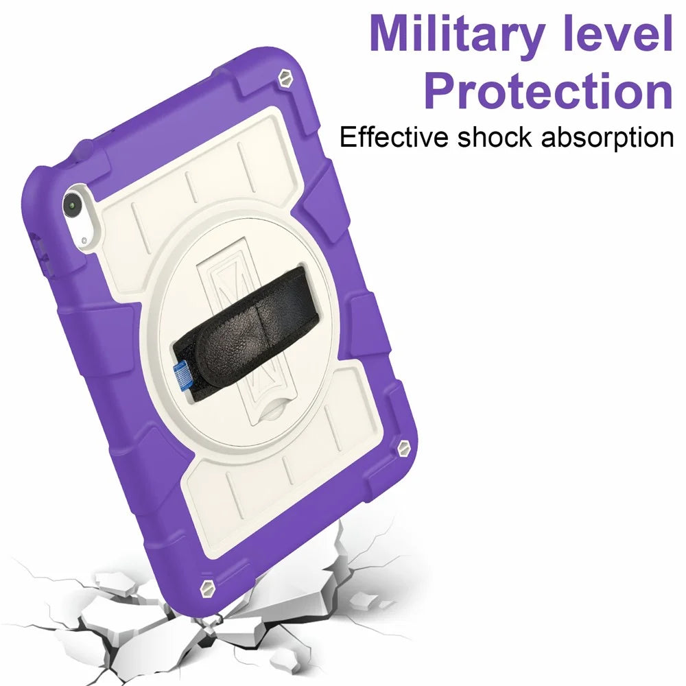 For iPad Air 11 (2026) / (2025) / (2024) Kickstand Case Rotating Hand Strap PC+TPU Tablet Cover with Shoulder Strap - Purple - 6