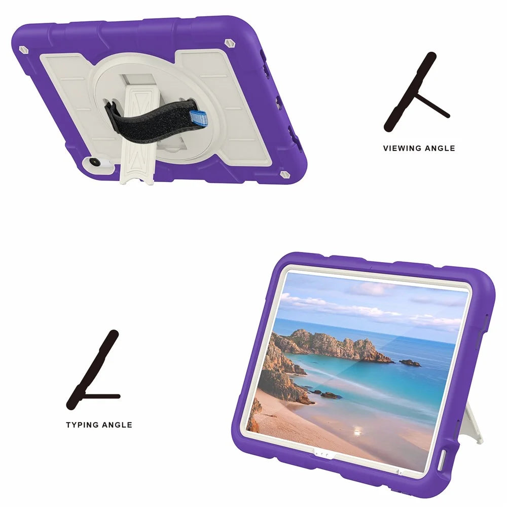 For iPad Air 11 (2026) / (2025) / (2024) Kickstand Case Rotating Hand Strap PC+TPU Tablet Cover with Shoulder Strap - Purple - 7