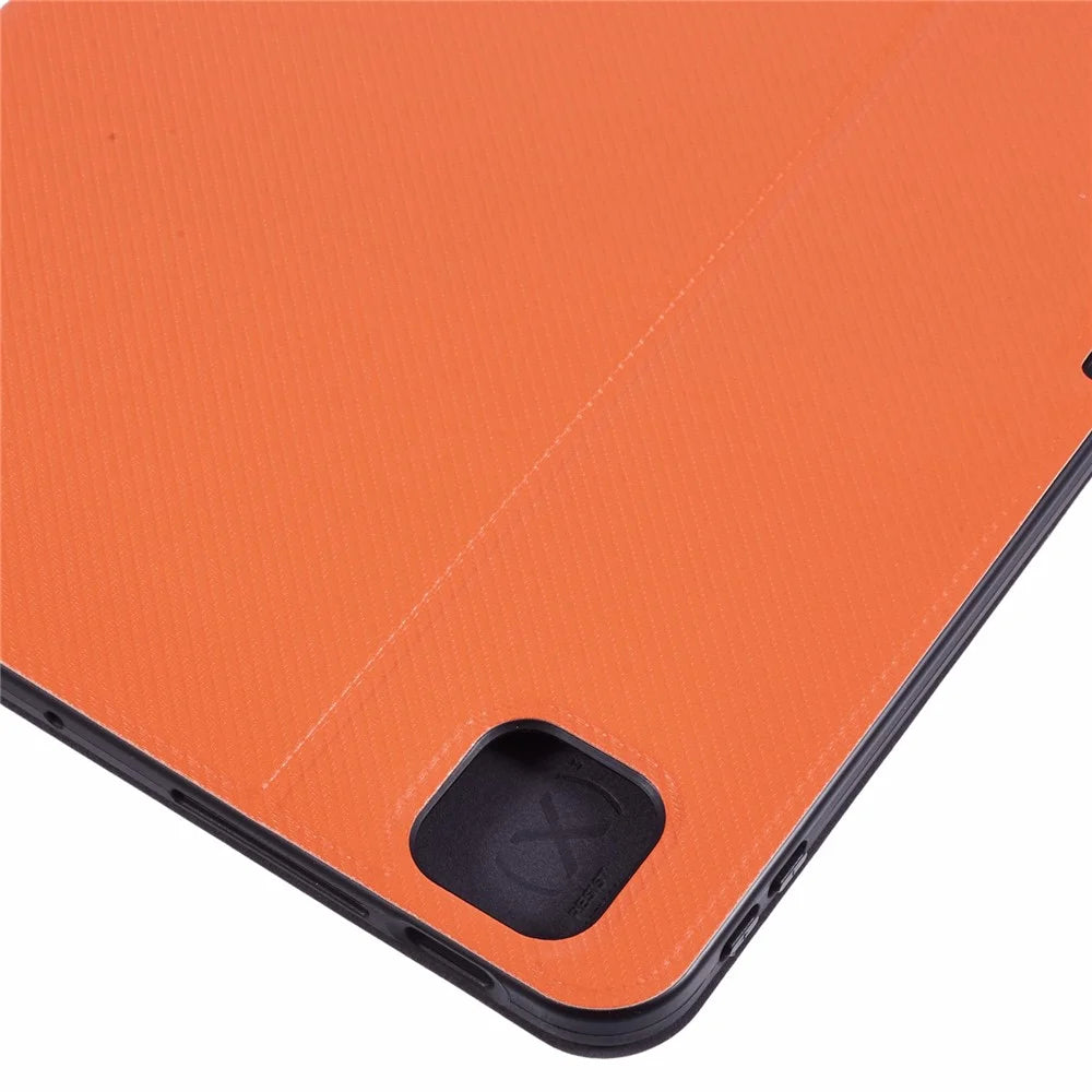 X-LEVEL For iPad Air 13 (2026) / (2025) / (2024) Case Carbon Fiber Texture Leather Tablet Cover with Stand Pen Holder - Orange - 6