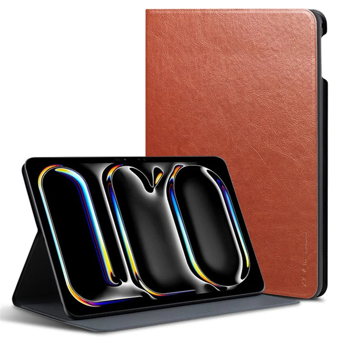 X-LEVEL Kate Series For iPad Pro 11 (2025) / 11 (2024) Case Auto Wake / Sleep PU Leather Folio Tablet Cover - Brown - 1