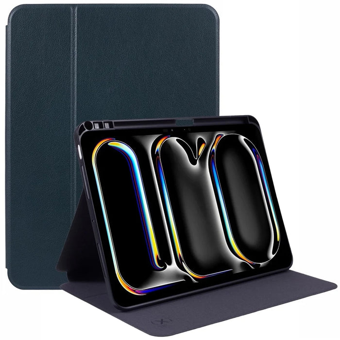 X-LEVEL For iPad Pro 11 (2025) / 11 (2024) Case PU Leather Auto Wake / Sleep Cover with Pencil Holder Litchi Texture - Green - 1