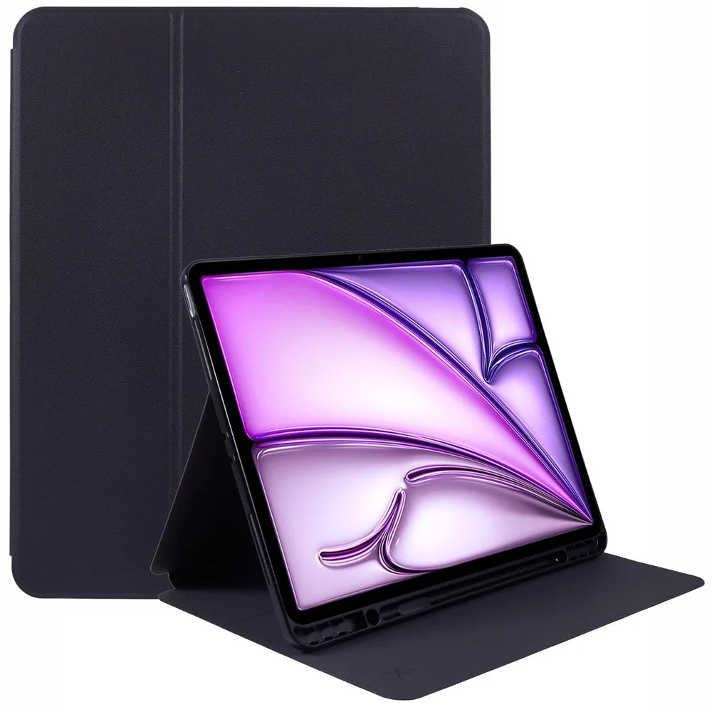 X-LEVEL For iPad Air 13 (2026) / (2025) / (2024) Smart Case Stand Leather Tablet Cover with Pencil Holder, Auto Wake / Sleep - Black - 1