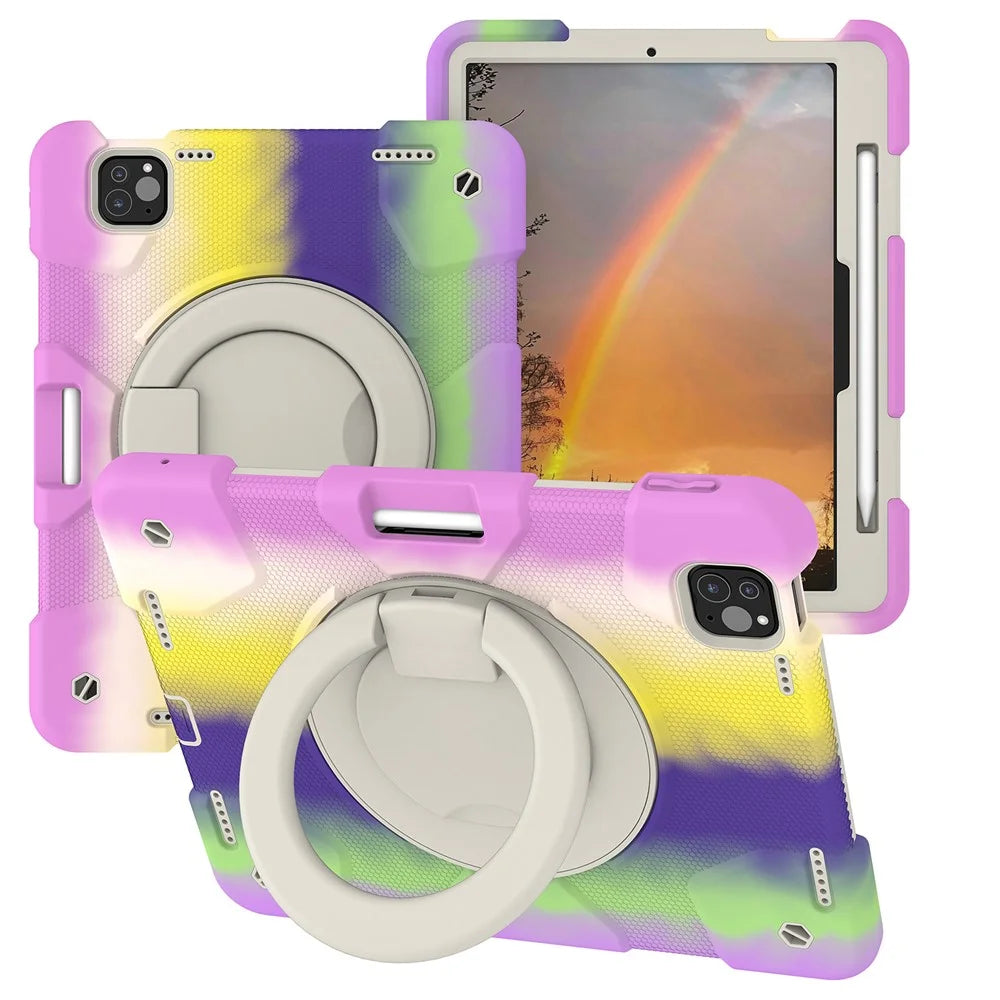For iPad Pro 11 (2025) / 11 (2024) Case PC+Silicone Protective Tablet Cover with Shoulder Strap - Colorful Purple - 2