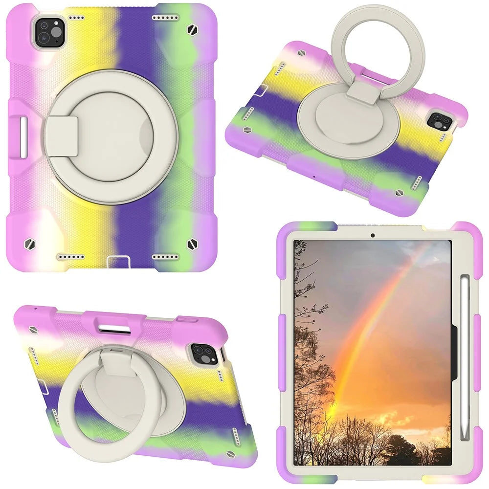 For iPad Pro 11 (2025) / 11 (2024) Case PC+Silicone Protective Tablet Cover with Shoulder Strap - Colorful Purple - 3