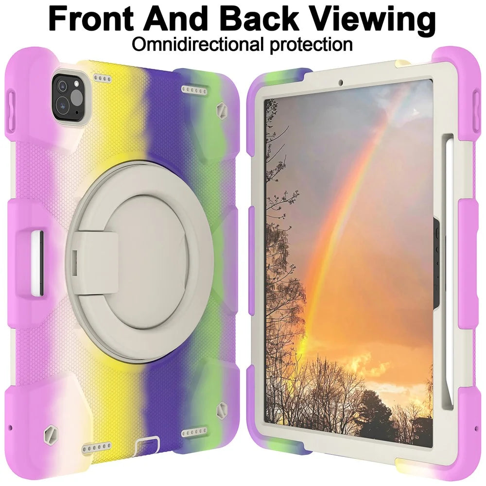 For iPad Pro 11 (2025) / 11 (2024) Case PC+Silicone Protective Tablet Cover with Shoulder Strap - Colorful Purple - 4