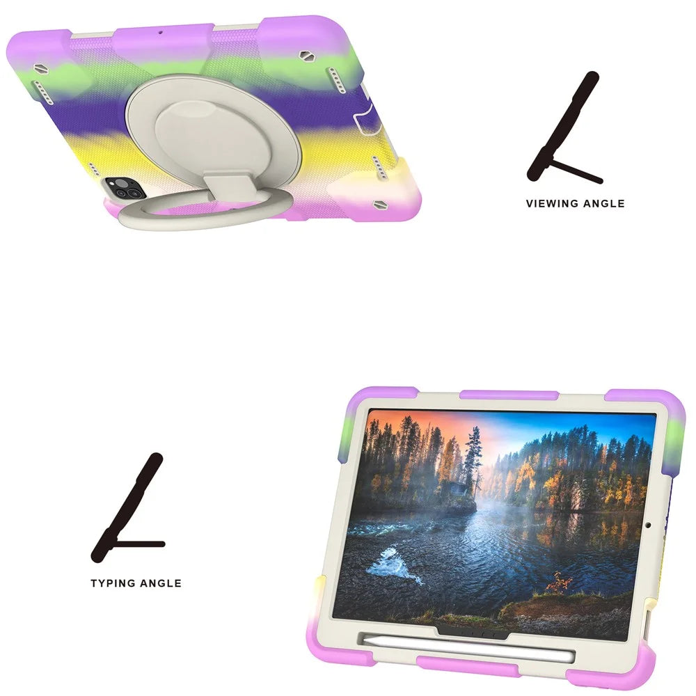 For iPad Pro 11 (2025) / 11 (2024) Case PC+Silicone Protective Tablet Cover with Shoulder Strap - Colorful Purple - 6