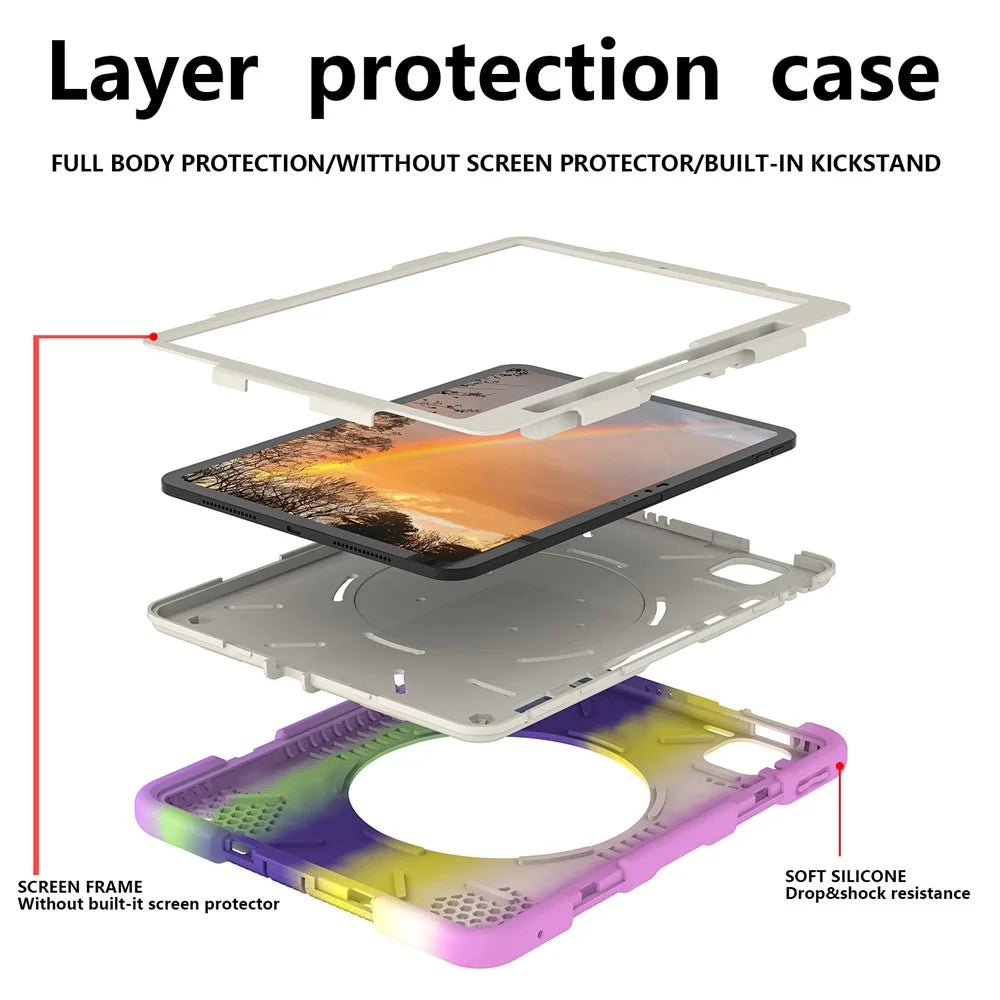 For iPad Pro 11 (2025) / 11 (2024) Case PC+Silicone Protective Tablet Cover with Shoulder Strap - Colorful Purple - 7