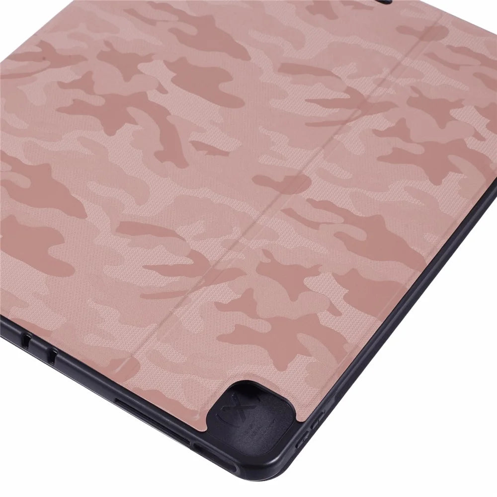 X-LEVEL For iPad Air 13 (2026) / (2025) / (2024) Case Camouflage Pattern Leather Smart Tablet Cover with Pencil Holder - Pink - 6