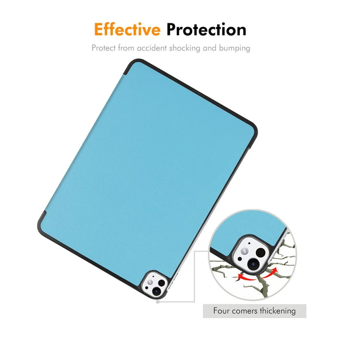 ENKAY HAT PRINCE For iPad Pro 13 (2025) / 13 (2024) Trifold Stand Cover PU Leather+PC Tablet Case - Baby Blue - 5