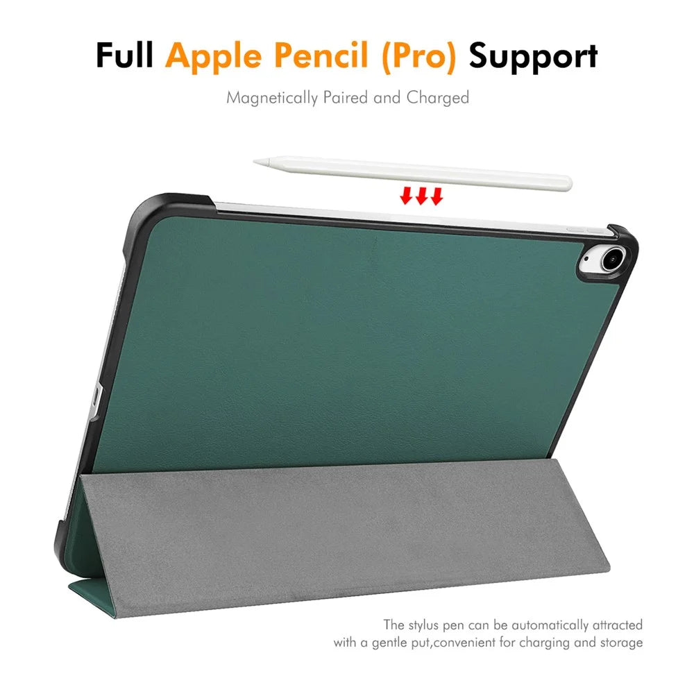 ENKAY HAT PRINCE For iPad Air 13 (2026) / (2025) / (2024) Trifold Stand Cover PU Leather+PC Tablet Case - Blackish Green - 4