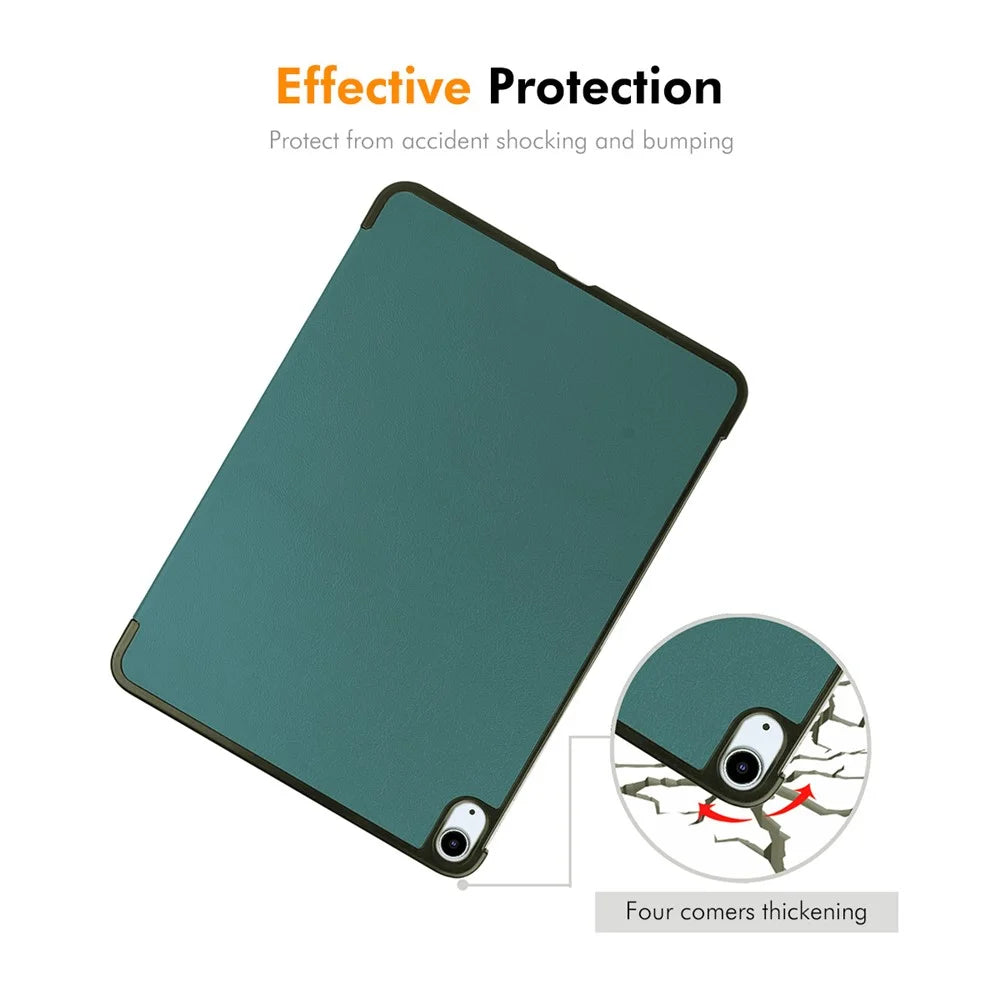 ENKAY HAT PRINCE For iPad Air 13 (2026) / (2025) / (2024) Trifold Stand Cover PU Leather+PC Tablet Case - Blackish Green - 5