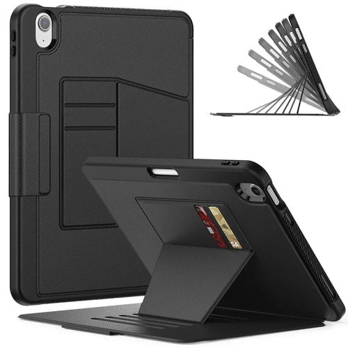 For iPad Air 11 (2026) / (2025) / (2024) Auto Wake / Sleep PU Leather Tablet Case Card Holder Stand Cover with Pencil Slot - Black - 1