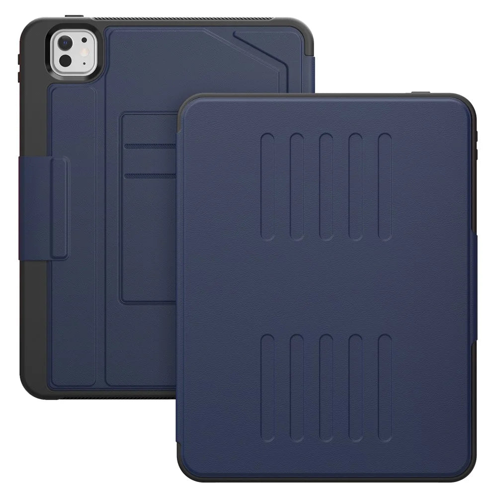 For iPad Pro 11 (2025) / 11 (2024) PU Leather Tablet Case Card Holder Auto Wake / Sleep Stand Cover with Pencil Slot - Navy Blue - 3