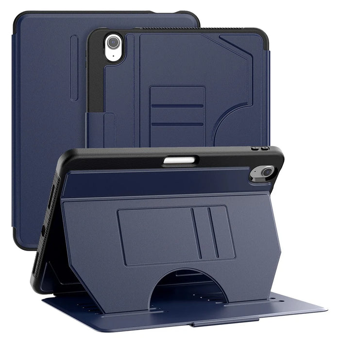 For iPad Air 11 (2026) / (2025) / (2024) PU Leather Tablet Case Card Holder Auto Wake / Sleep Stand Cover with Pencil Slot - Navy Blue - 1