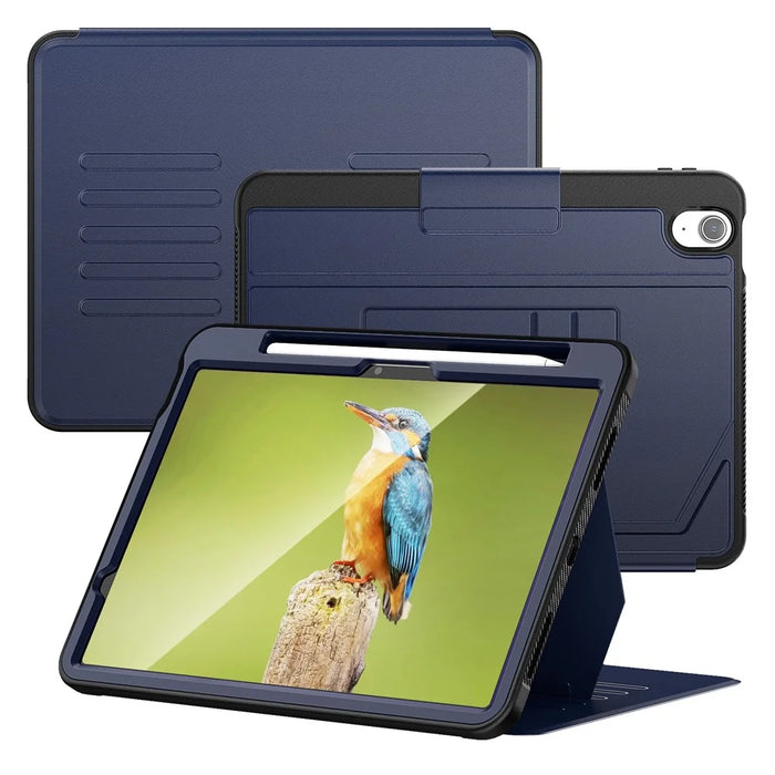 For iPad Air 11 (2026) / (2025) / (2024) PU Leather Tablet Case Card Holder Auto Wake / Sleep Stand Cover with Pencil Slot - Navy Blue - 2