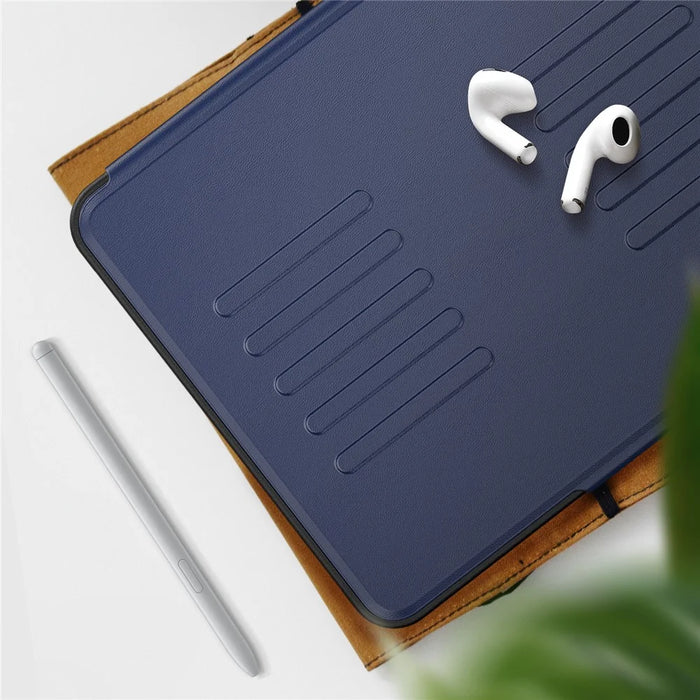 For iPad Air 11 (2026) / (2025) / (2024) PU Leather Tablet Case Card Holder Auto Wake / Sleep Stand Cover with Pencil Slot - Navy Blue - 5