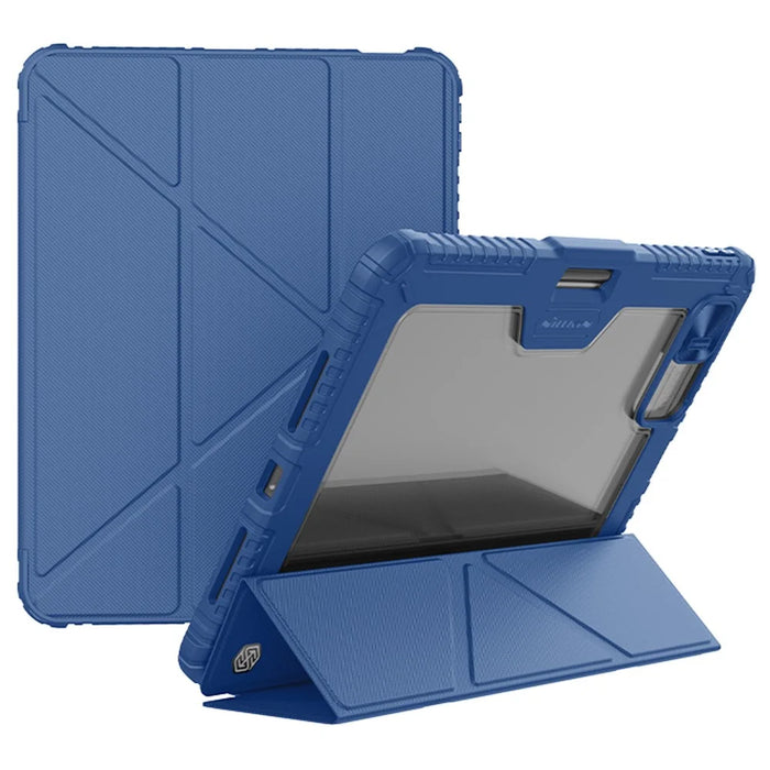 NILLKIN Bumper Leather Case Pro for iPad Air 13 (2026) / (2025) / (2024) / Pro 12.9 (2020) (2021) (2022) Tablet Cover Anti-Fall Auto Wake / Sleep Case - Blue - 1