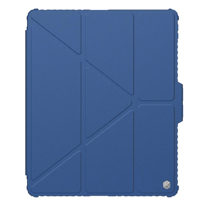 NILLKIN Bumper Leather Case Pro for iPad Air 13 (2026) / (2025) / (2024) / Pro 12.9 (2020) (2021) (2022) Tablet Cover Anti-Fall Auto Wake / Sleep Case - Blue - 2