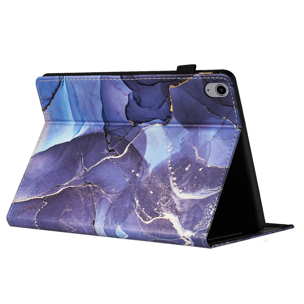 For iPad (2025) / 10.9 (2022) Case Marble Pattern Leather Stand Cover with Auto Wake / Sleep - Grey - 3