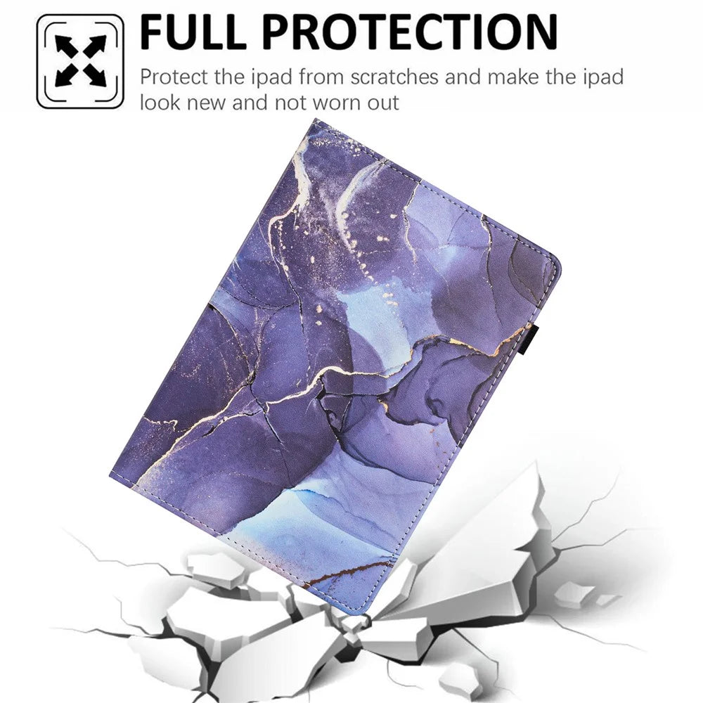For iPad (2025) / 10.9 (2022) Case Marble Pattern Leather Stand Cover with Auto Wake / Sleep - Grey - 5