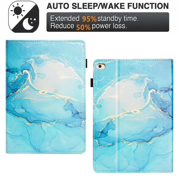 For iPad Mini / Mini 2 / mini 3 / mini 4 / mini (2019) 7.9 inch Case Marble Leather Cover with Pencil Holder, Auto Wake / Sleep - Green - 7