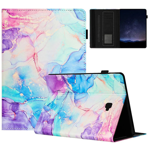 For Samsung Galaxy Tab A 10.1 (2016) T580 Case Business Folio Stand Marble Leather Tablet Cover - Purple  /  Blue - 1