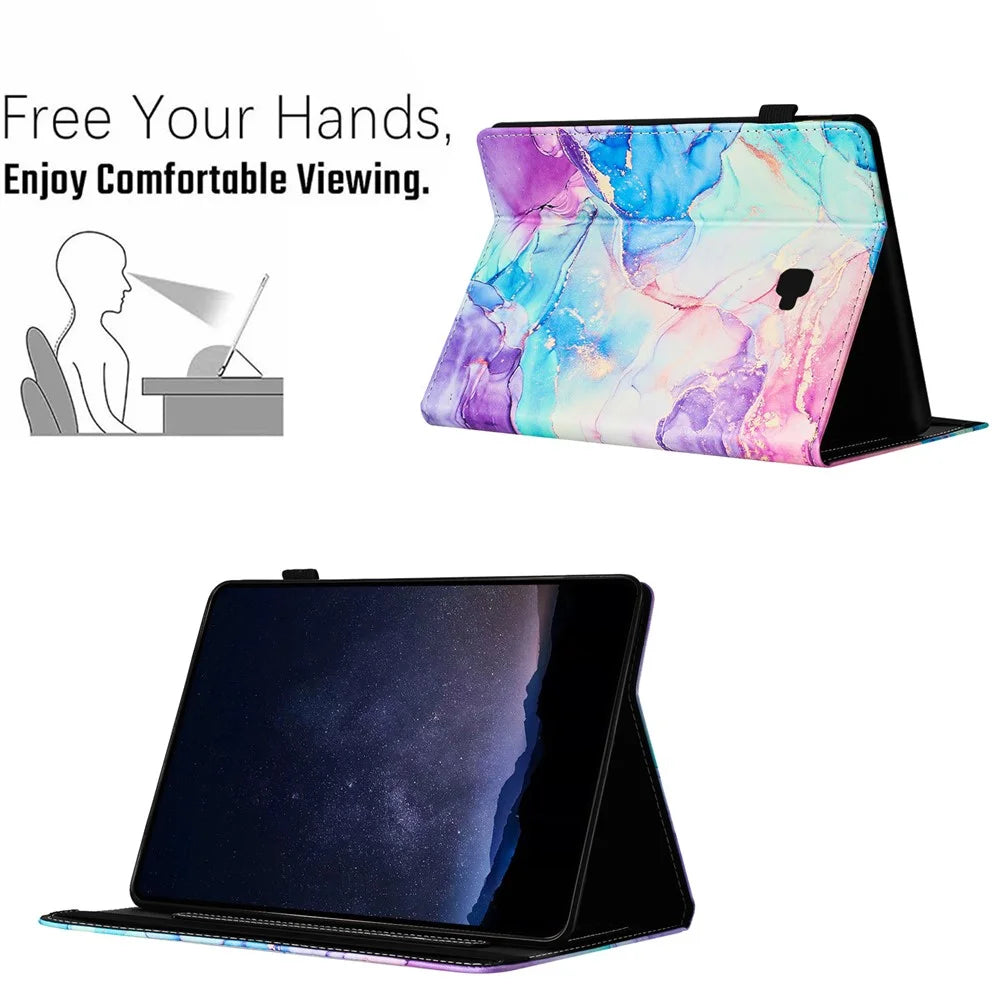 For Samsung Galaxy Tab A 10.1 (2016) T580 Case Business Folio Stand Marble Leather Tablet Cover - Purple  /  Blue - 6