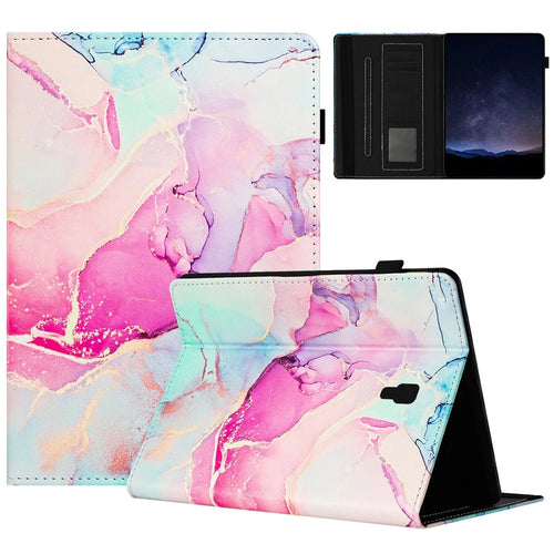 For Samsung Galaxy Tab A 10.5 (2018) T590 T595 Case Smart Leather Cover Multi-Angle Stand Marble Pattern - Pink - 1