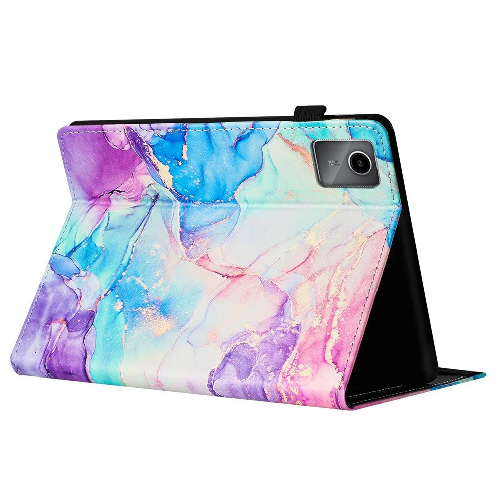 For Lenovo Tab M11 / Xiaoxin Pad 11 2024 Case Marble Leather Protective Tablet Cover Auto Wake Sleep - Purple  /  Blue - 3