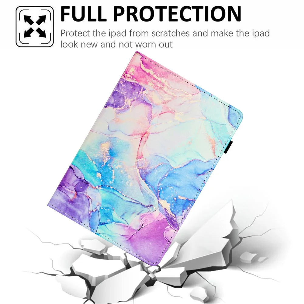 For Lenovo Tab M11 / Xiaoxin Pad 11 2024 Case Marble Leather Protective Tablet Cover Auto Wake Sleep - Purple  /  Blue - 5