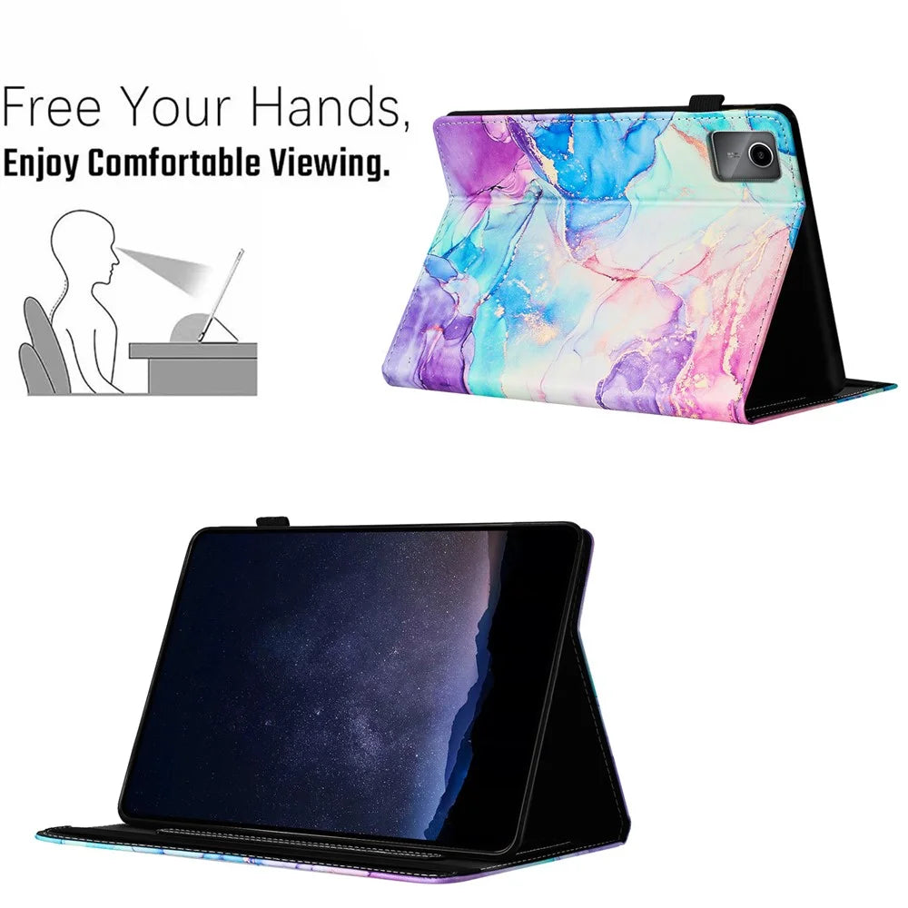 For Lenovo Tab M11 / Xiaoxin Pad 11 2024 Case Marble Leather Protective Tablet Cover Auto Wake Sleep - Purple  /  Blue - 6