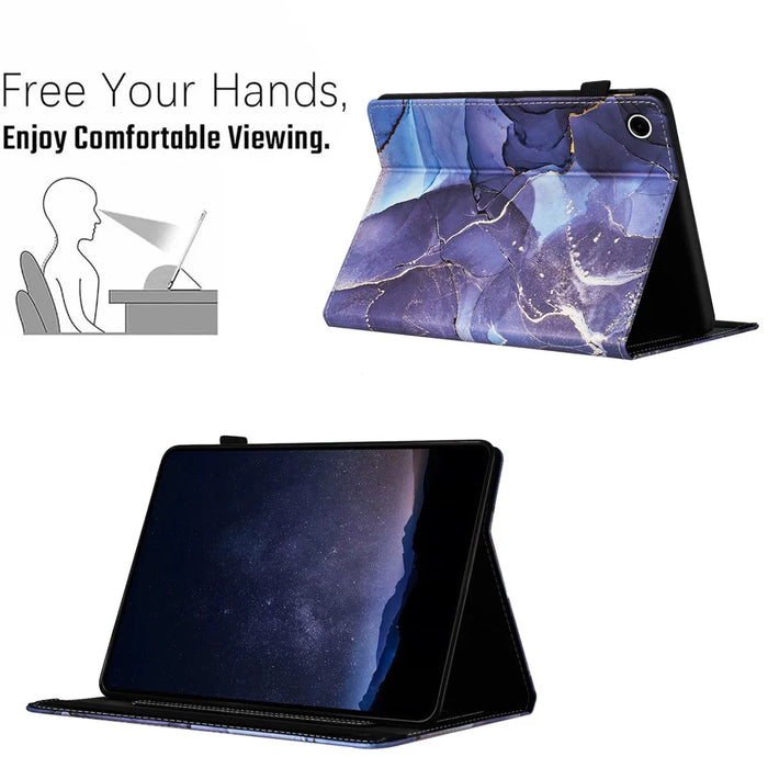 For Lenovo Tab M10 (Gen 3) Case Multi-Angle Viewing Smart PU Leather Marble Cover - Grey - 6