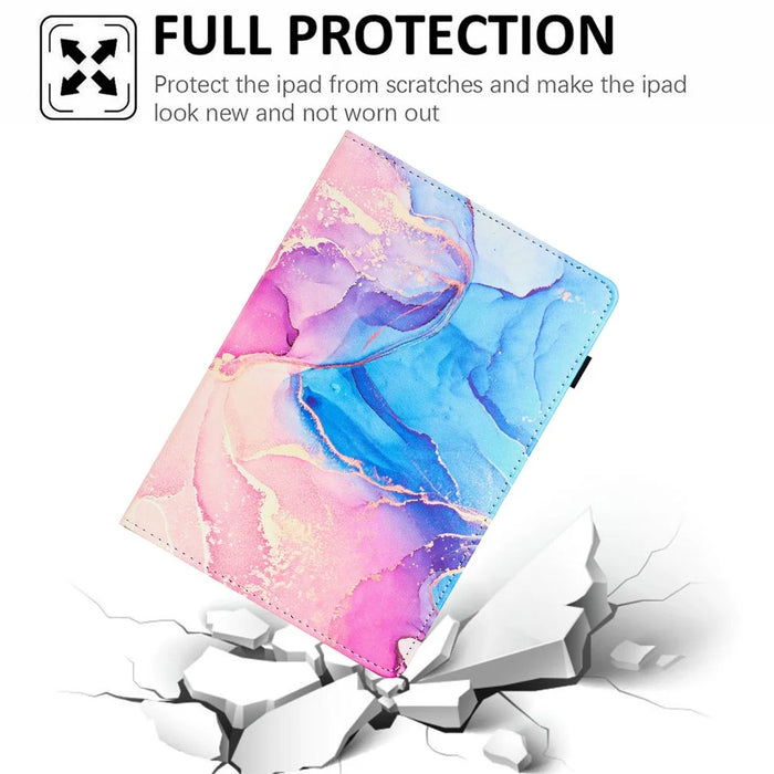 For Lenovo Tab M10 Plus (3rd Gen) Case Auto Wake / Sleep PU Leather Folding Stand Cover Marble Pattern - Pink  /  Blue - 5