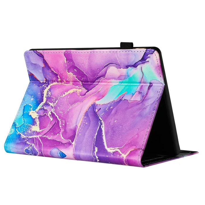 For Amazon Kindle Paperwhite 5 (2021) Case Marble Leather Smart Tablet Cover with Pencil Holder - Purple - 3
