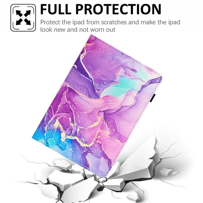 For Amazon Kindle Paperwhite 5 (2021) Case Marble Leather Smart Tablet Cover with Pencil Holder - Purple - 5