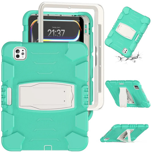 For iPad Pro 11 (2025) / 11 (2024) Case PC+Silicone Tablet Cover with Kickstand - Mint Green - 1