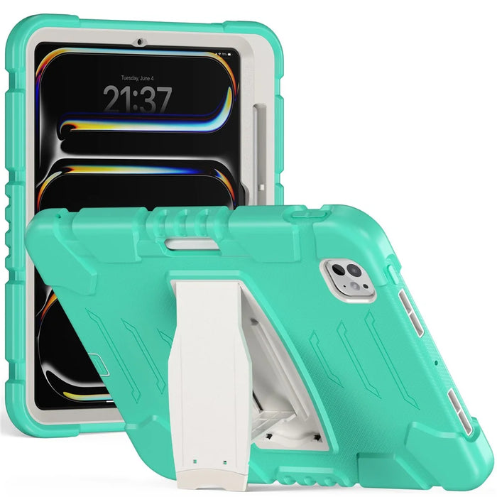 For iPad Pro 11 (2025) / 11 (2024) Case PC+Silicone Tablet Cover with Kickstand - Mint Green - 2