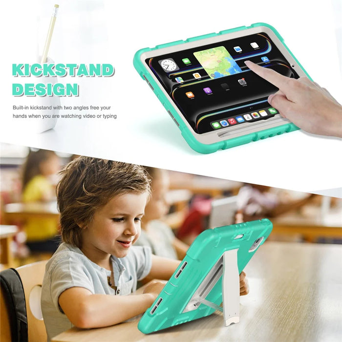 For iPad Pro 11 (2025) / 11 (2024) Case PC+Silicone Tablet Cover with Kickstand - Mint Green - 4