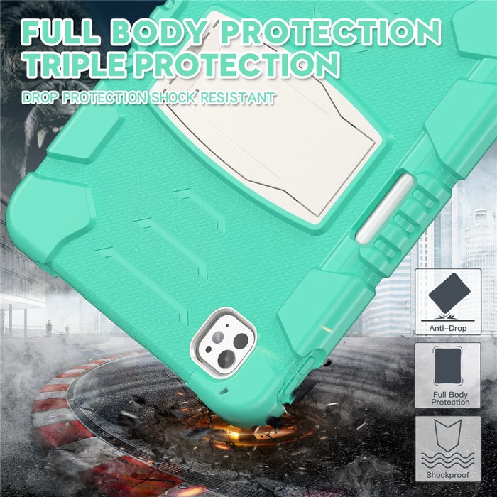 For iPad Pro 11 (2025) / 11 (2024) Case PC+Silicone Tablet Cover with Kickstand - Mint Green - 7