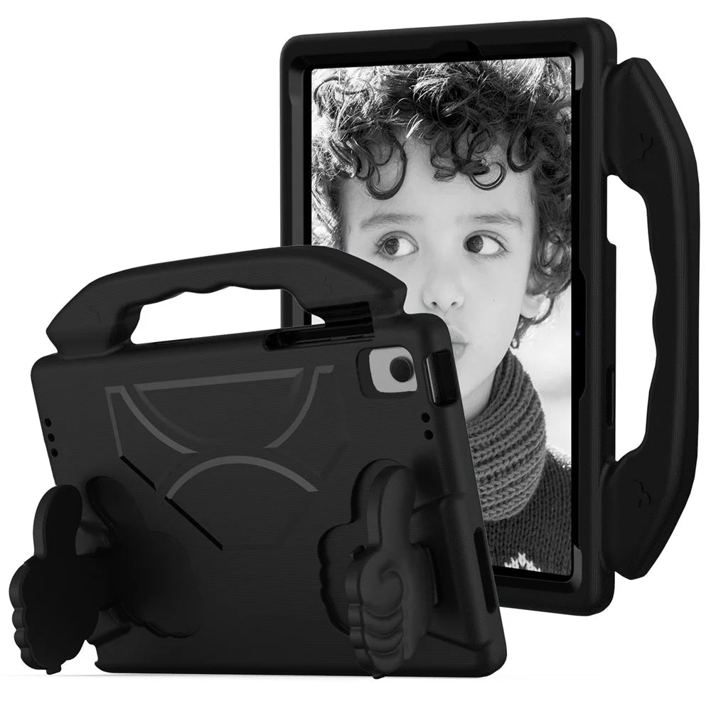 For Samsung Galaxy Tab A11+ / A9+ Protective Cover Anti-Drop EVA Tablet Case with Thumb Kickstand - Black - 1