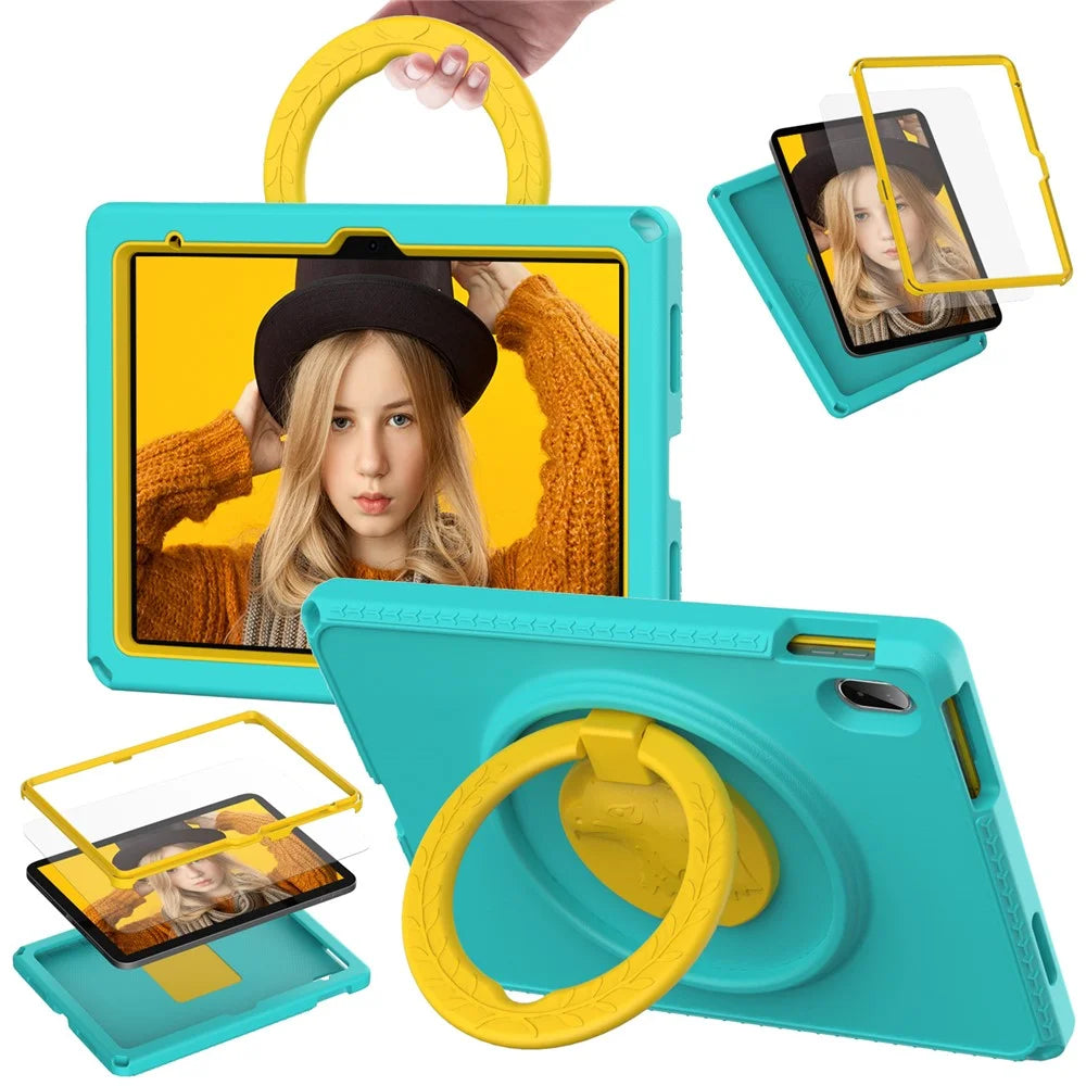 For iPad (2025) / 10.9 (2022) / Air 11 (2025) / (2024) Case Eagle Pattern Rotating Kickstand Tablet Cover with Shoulder Strap - Light Green - 3
