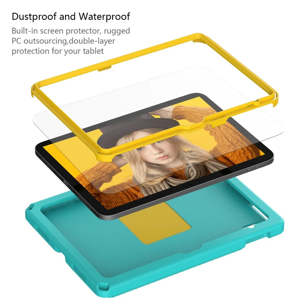For iPad (2025) / 10.9 (2022) / Air 11 (2025) / (2024) Case Eagle Pattern Rotating Kickstand Tablet Cover with Shoulder Strap - Light Green - 5