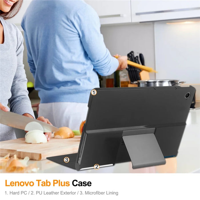 For Lenovo Tab Plus Stand Case Pattern Print Leather Tablet Cover - Cat - 6