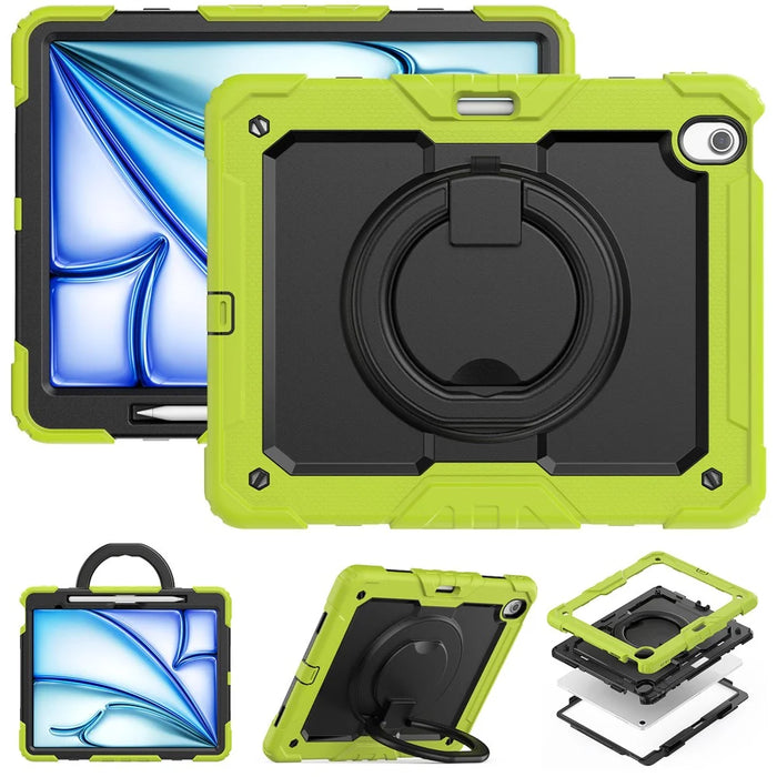 For iPad Air 13 (2026) / (2025) / (2024) Case PC+Silicone Tablet Cover with Kickstand, Strap - Yellowgreen - 3