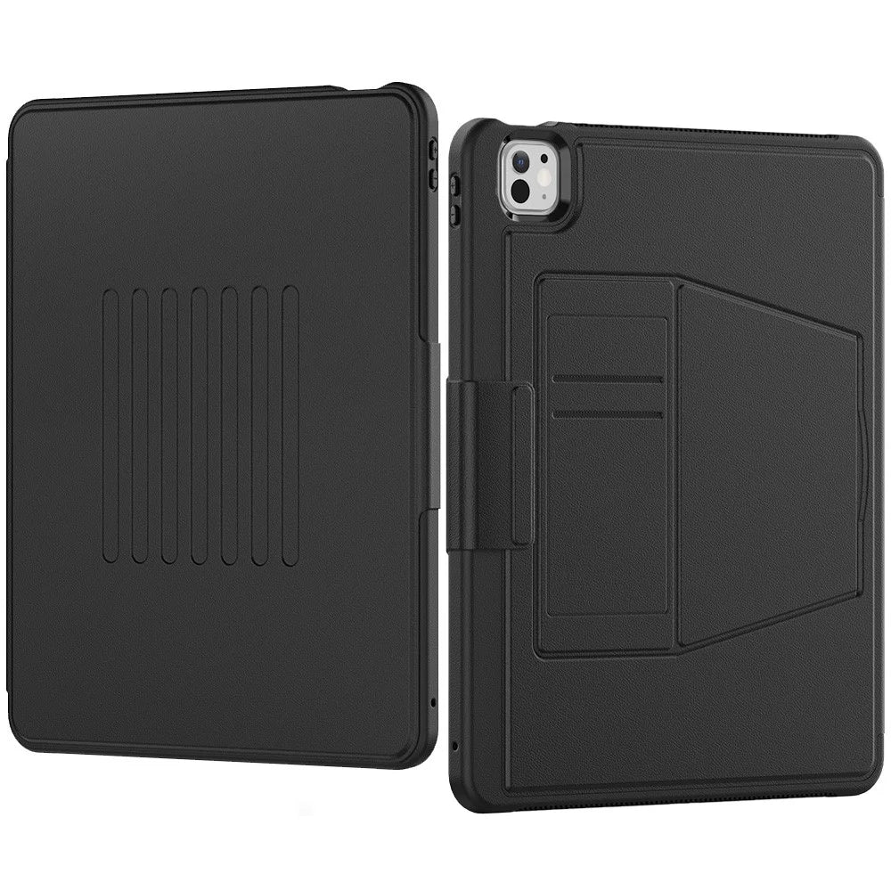Style B For iPad Pro 13 (2025) / 13 (2024) Stand Case PC+TPU+PU Shockproof Tablet Cover with Card Slots - Black - 3